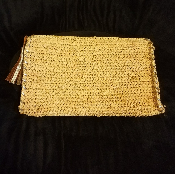 NWOT Jack Rogers straw leather clutch - Picture 2 of 4